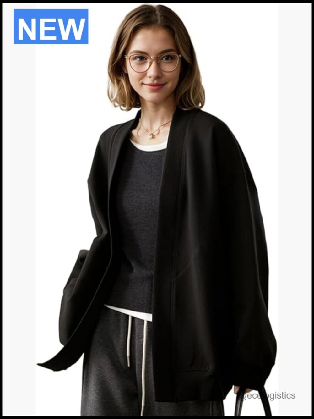 Oversized Womens Athletic Cardigan Blazer Pockets Lightweight Open Front Sweater